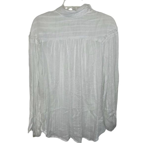Free people Headed to the Highland Semi-Sheer White Button Down Boho Small‎ - Picture 3 of 6